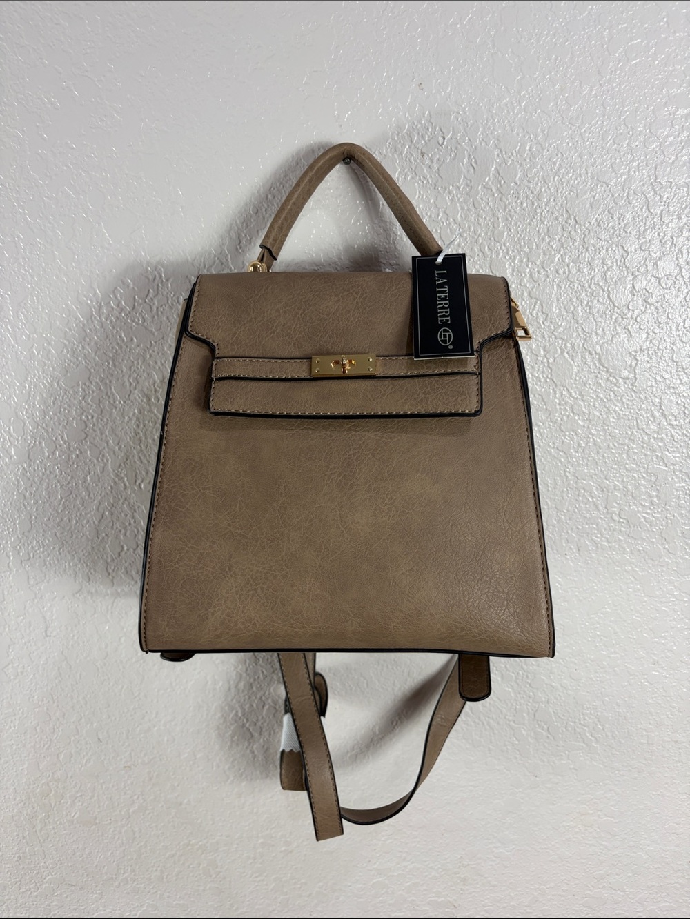 La Terre Taupe Top-Handle Backpack Purse - Taupe